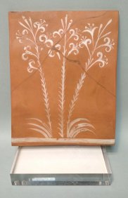 θωμας Κοτσιγιαννης Κεραμικός πίνακας εμπνευσμένος απο το αγγείο με τα λευκά ανθισμένα κρίνα